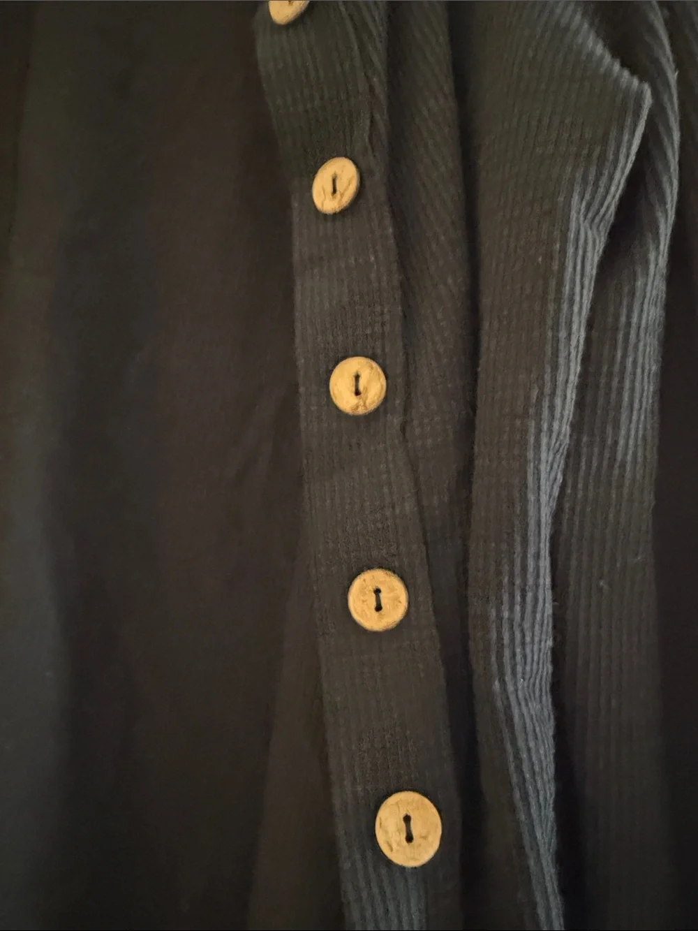 Free People Black Waffle-Knit Button-Front Cardigan